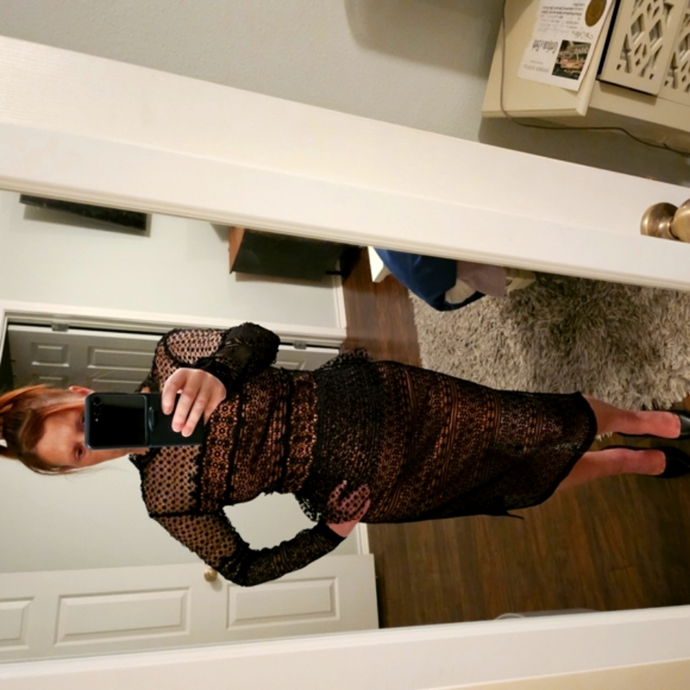 French Connection Black Lace Cocktail Dress